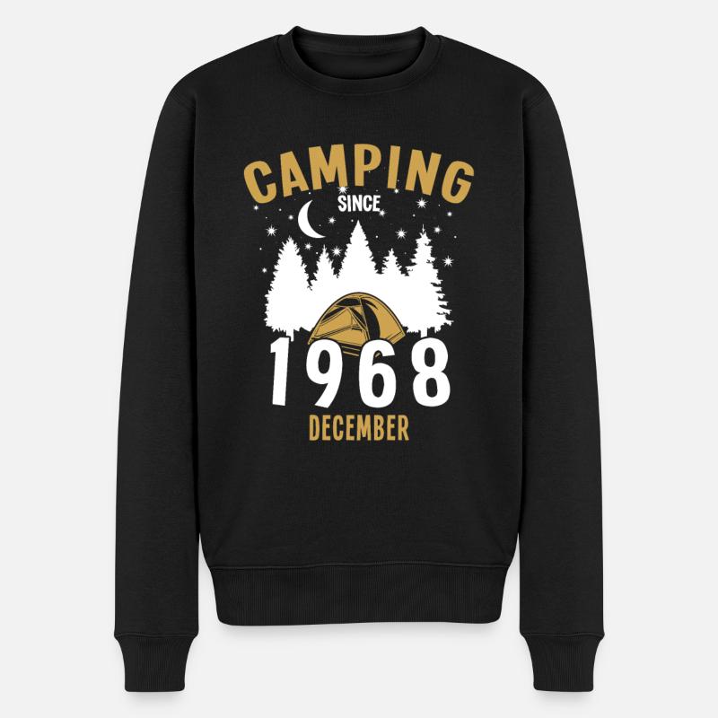 Geburtstag: Camping seit Dezember 1968 Zelten - Männer Premium Bio Pullover - Schwarz