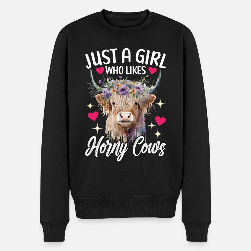 Highland Cow Hochlandkuh - Männer Premium Bio Pullover - Schwarz
