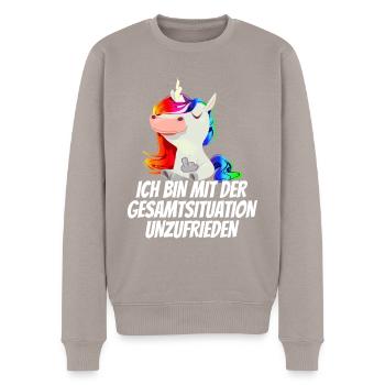 Ich bin mit der Gesamtsituation Unzufrieden - - Männer Premium Bio Pullover - Taupe - Vorne - Nico (187cm)