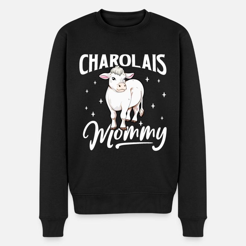 Maman Charolaise - Bœuf charolais - Pull Premium bio Homme - noir