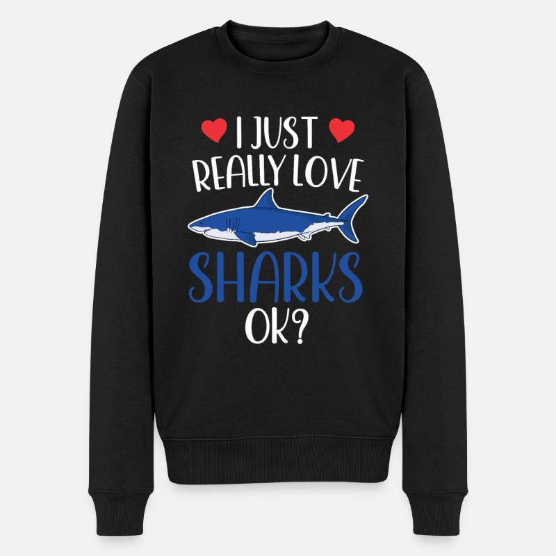 J’aime les requins vraiment ok requin à dents de requin - Pull Premium bio Homme - noir