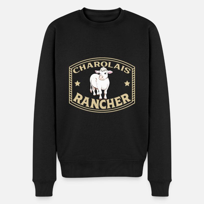 Bœuf Charolaise - Charolais Rancher - Pull Premium bio Homme - noir