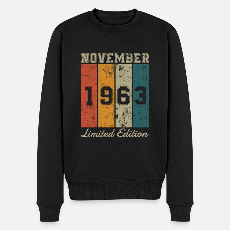 Geburtstag: November 1963 - Limited Edition Retro - Männer Premium Bio Pullover - Schwarz
