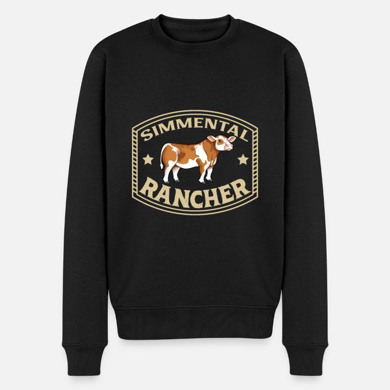 Fleckvieh Beef - Simmental Rancher - Men's Premium Organic Jumper - black