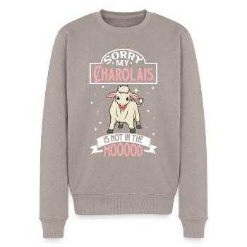 Pas d’humeur - Charolais - Pull Premium bio Homme - taupe - Devant - Nico (187cm)