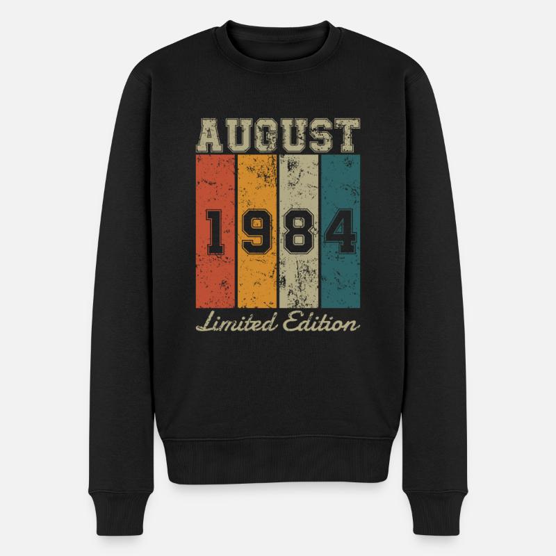 Date de naissance : Août 1984 - Edition Limitée Rétro - Pull Premium bio Homme - noir