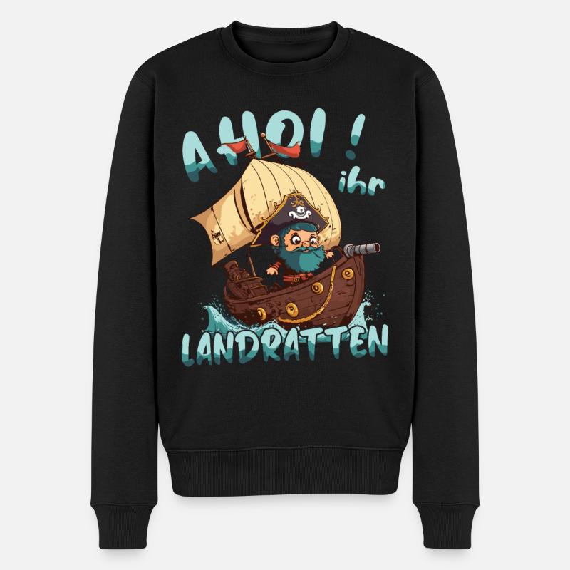 Ahoy you landlubbers - bateau pirate - Pull Premium bio Homme - noir
