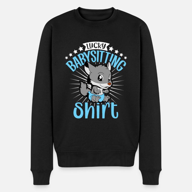 Lucky Babysitting - Männer Premium Bio Pullover - Schwarz