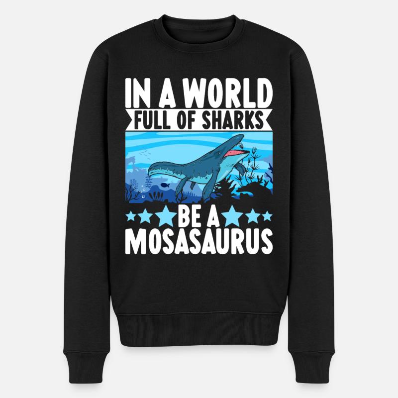 Mosasaurus Dinosaurier - Männer Premium Bio Pullover - Schwarz