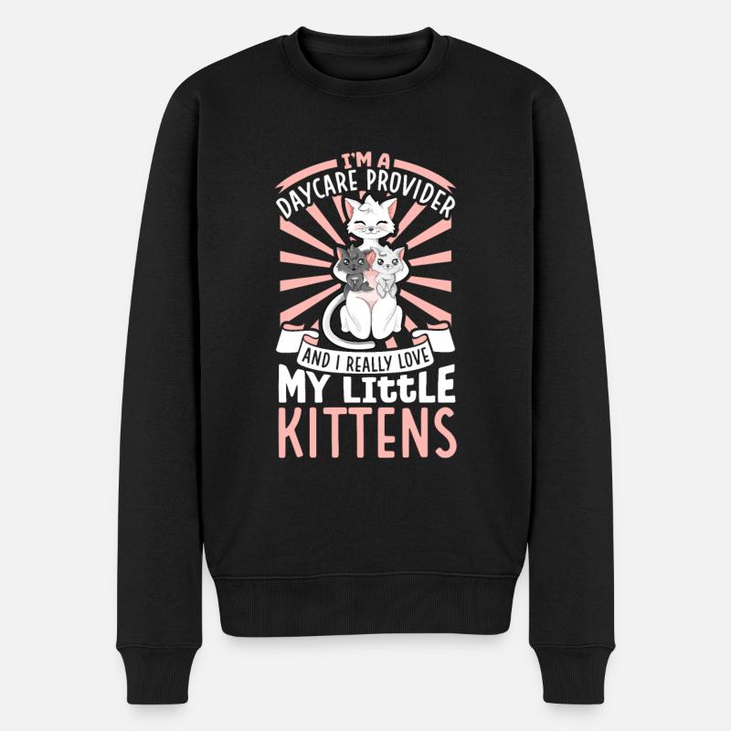 I really love my little kittens - Tagesmutter - Männer Premium Bio Pullover - Schwarz