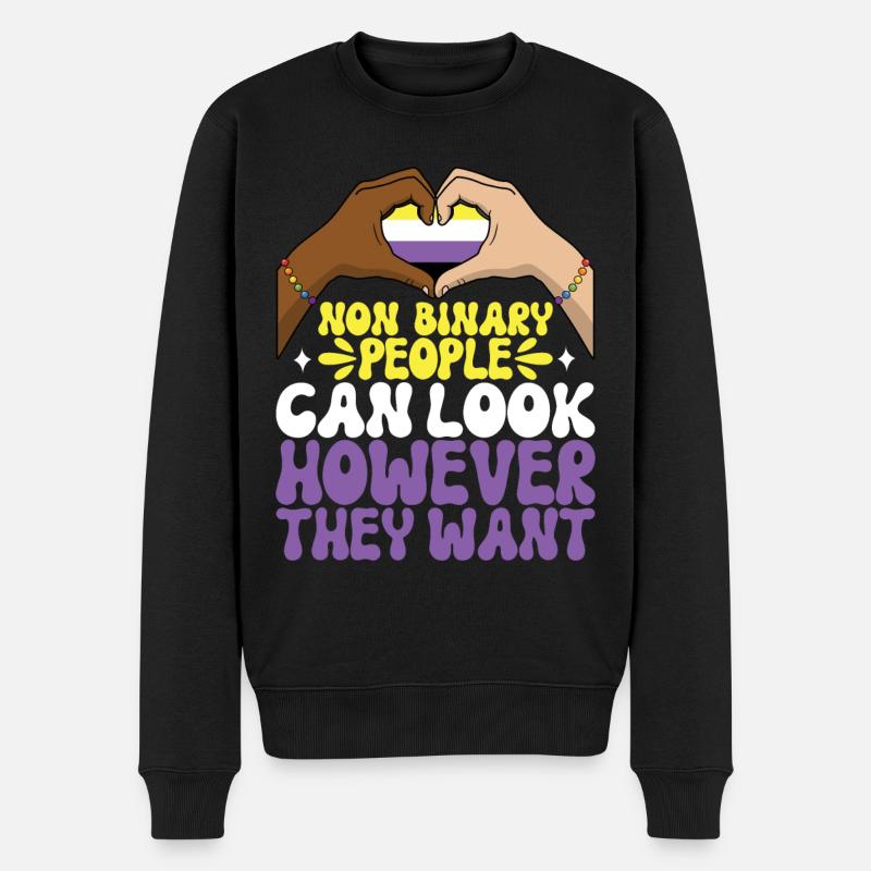 Non Binary Pride Genderqueer - Männer Premium Bio Pullover - Schwarz
