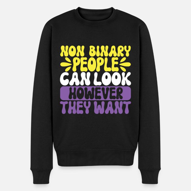Non Binary Pride Genderqueer - Männer Premium Bio Pullover - Schwarz