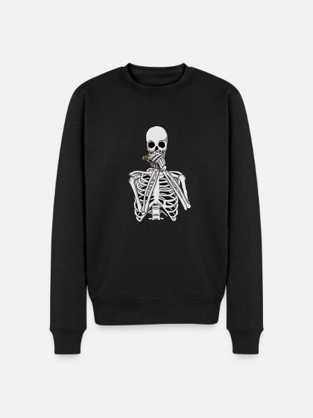 Skeleton plays harmonica - Men's Premium Organic Jumper - black