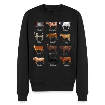 Rinder Zeichnungen - Kuhmotiv - Männer Premium Bio Pullover - Schwarz - Vorne - Nico (187cm)