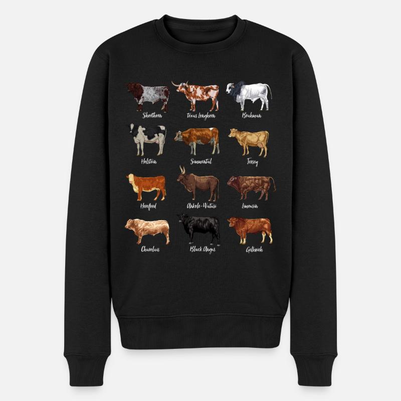 Rinder Zeichnungen - Kuhmotiv - Männer Premium Bio Pullover - Schwarz