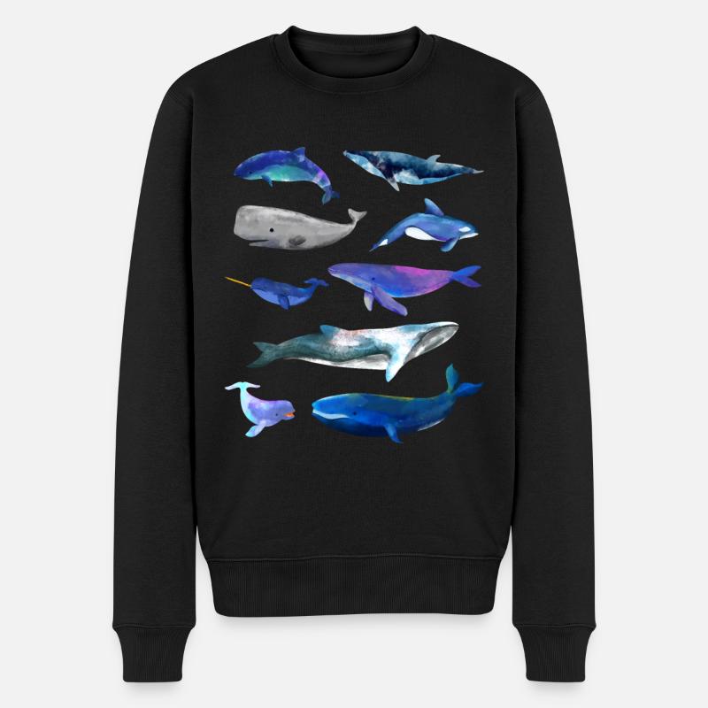 Dessins aquarelles de baleines - Baleines - Pull Premium bio Homme - noir