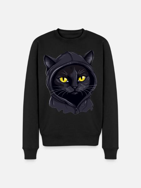 Cat Head Black Cat Bombay Happy Cat Cats - Men's Premium Organic Jumper - black