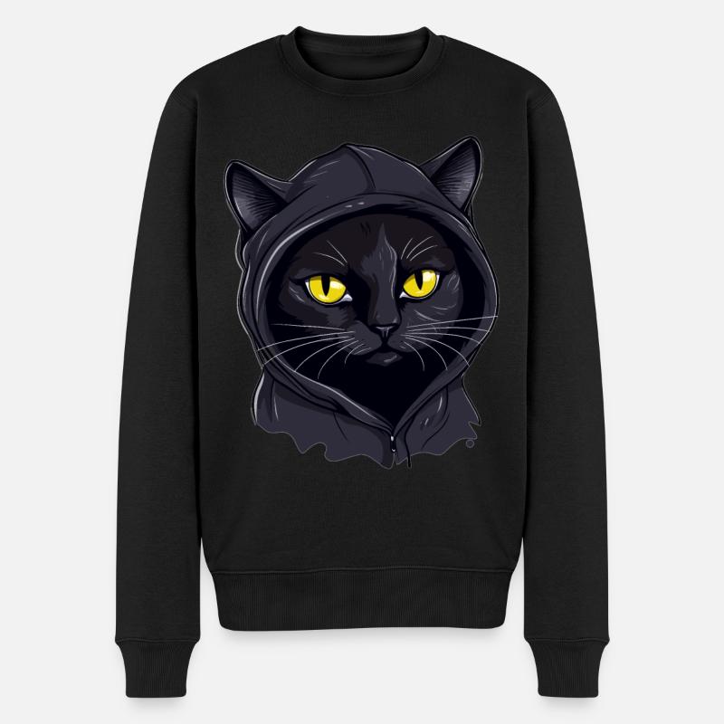 Tête de chat Noir Chat Bombay Chat heureux Chats - Pull Premium bio Homme - noir