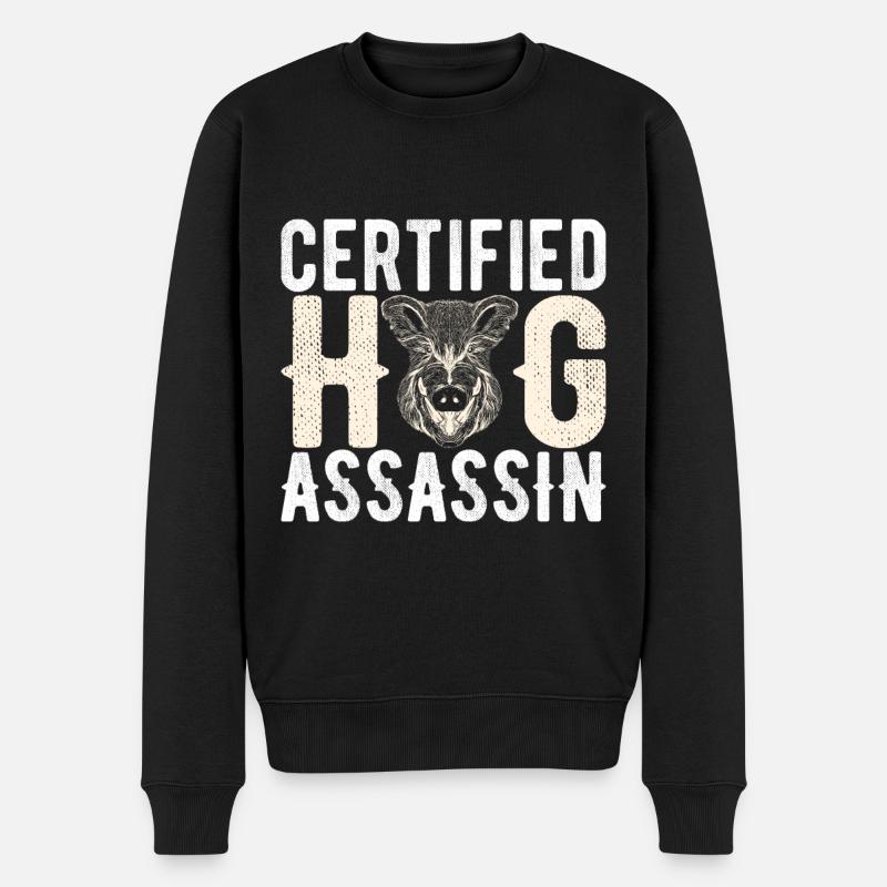 Jäger Wildschwein Jagen - Männer Premium Bio Pullover - Schwarz