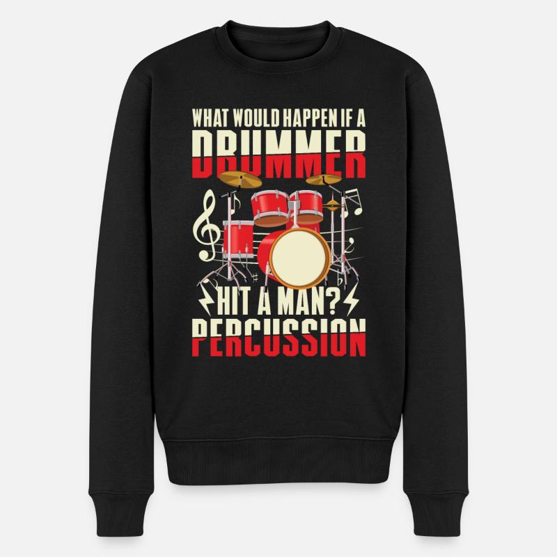Schlagzeuger Schlagzeug Drumsticks - Männer Premium Bio Pullover - Schwarz