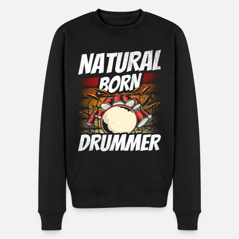 Un batteur né, batteur, batteur, kit de batterie - Pull Premium bio Homme - noir
