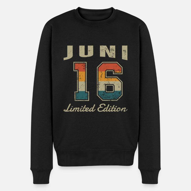 Geburtstag: Juni 2016 - Limited Edition Retro - Männer Premium Bio Pullover - Schwarz