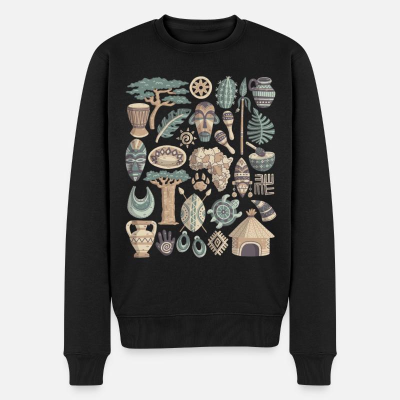 Afrika - Männer Premium Bio Pullover - Schwarz