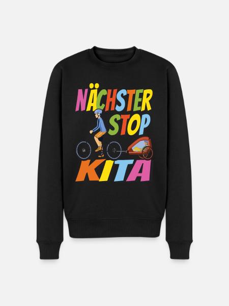 Nächster Stop Kindergarten - Fahrrad - Männer Premium Bio Pullover - Schwarz