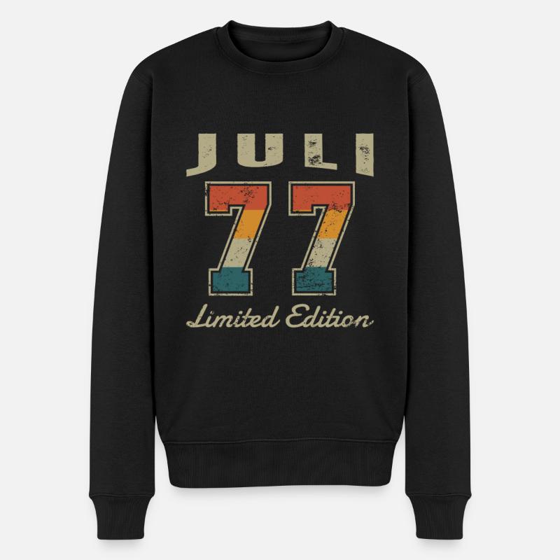 Geburtstag: Juli 1977 - Limited Edition Retro - Männer Premium Bio Pullover - Schwarz