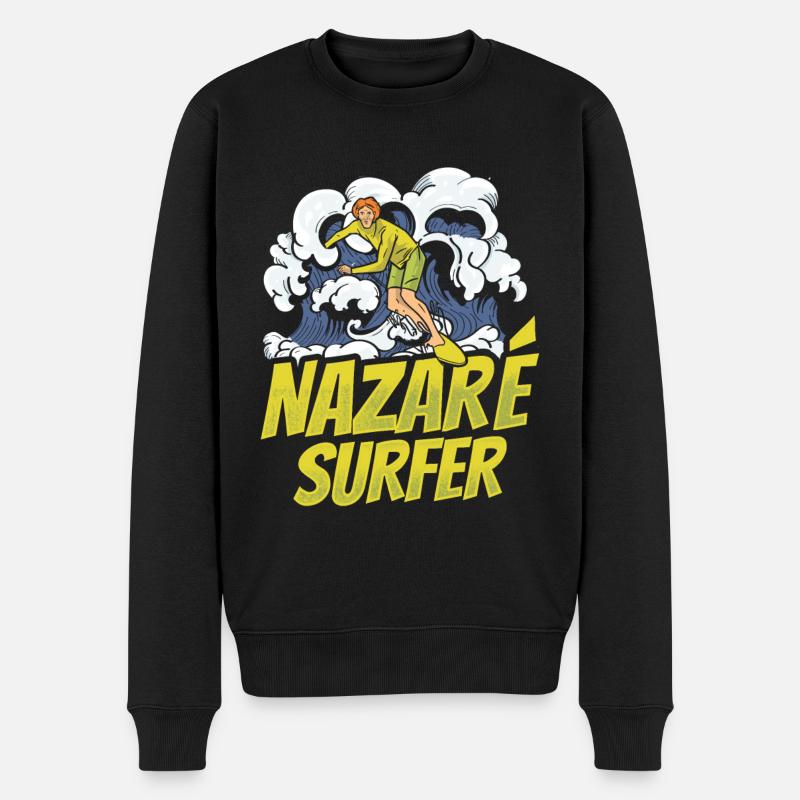 Nazaré Surfer Vagues Surf Surf - Pull Premium bio Homme - noir