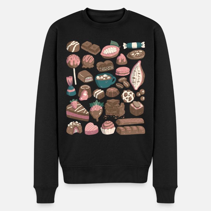 Schokolade - Kakao, Pralinen, Schoko - Männer Premium Bio Pullover - Schwarz