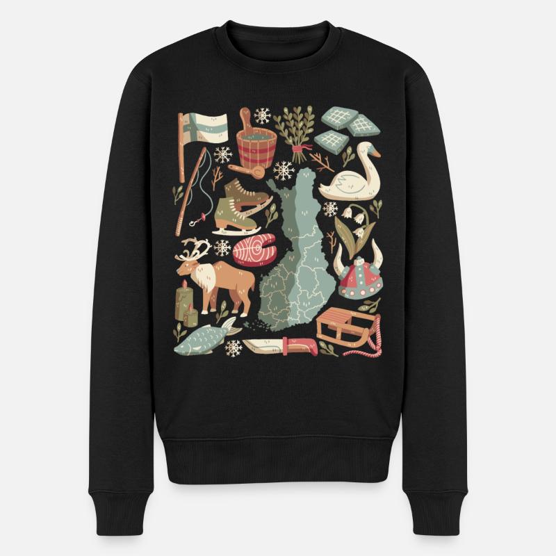 Finnland Doodles Europa Skandinavien Helsinki - Männer Premium Bio Pullover - Schwarz