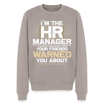 Kaffee, Akten Und Klatsch - HR -Offizier - Männer Premium Bio Pullover - Taupe - Vorne - Nico (187cm)