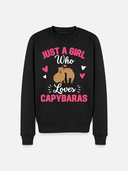 Capybara Mädchen - Männer Premium Bio Pullover - Schwarz