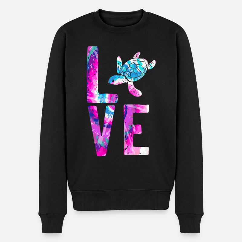 Sea Turtle Tortoise Love - Männer Premium Bio Pullover - Schwarz
