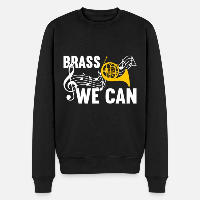 Horn Blechblasinstrument - Männer Premium Bio Pullover - Schwarz