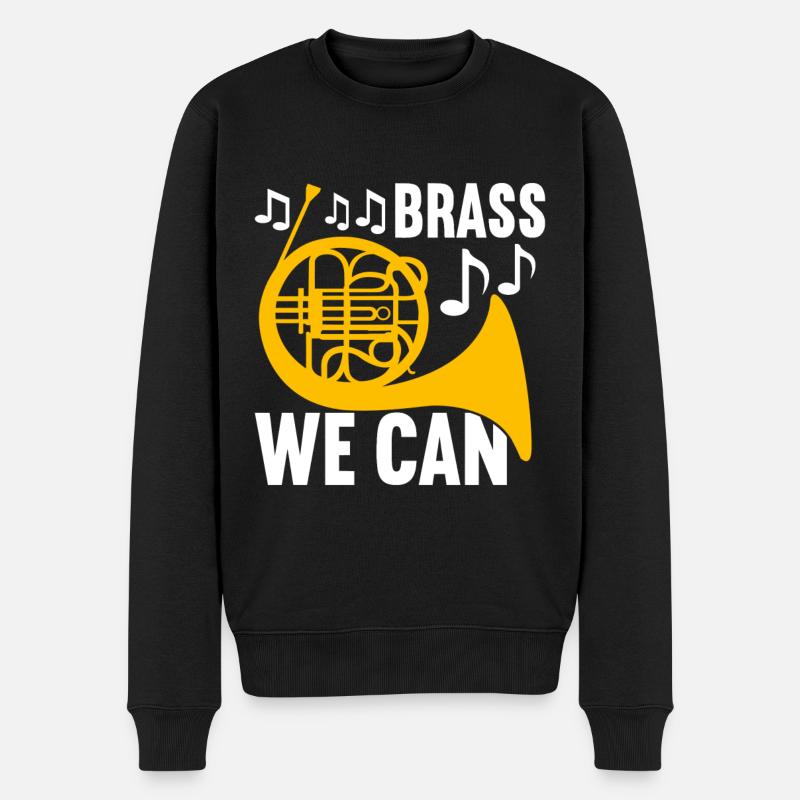 Horn Blechblasinstrument - Männer Premium Bio Pullover - Schwarz