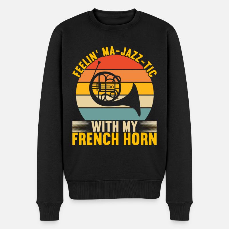 Horn Blechblasinstrument - Männer Premium Bio Pullover - Schwarz