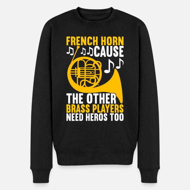Horn Blechblasinstrument - Männer Premium Bio Pullover - Schwarz