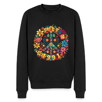 Flower Power Hippie Geburstag - Juli 1991 - Männer Premium Bio Pullover - Schwarz - Vorne - Nico (187cm)
