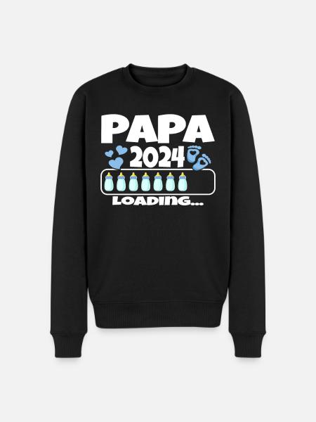 Werdender Vater - Papa 2024 loading - Männer Premium Bio Pullover - Schwarz