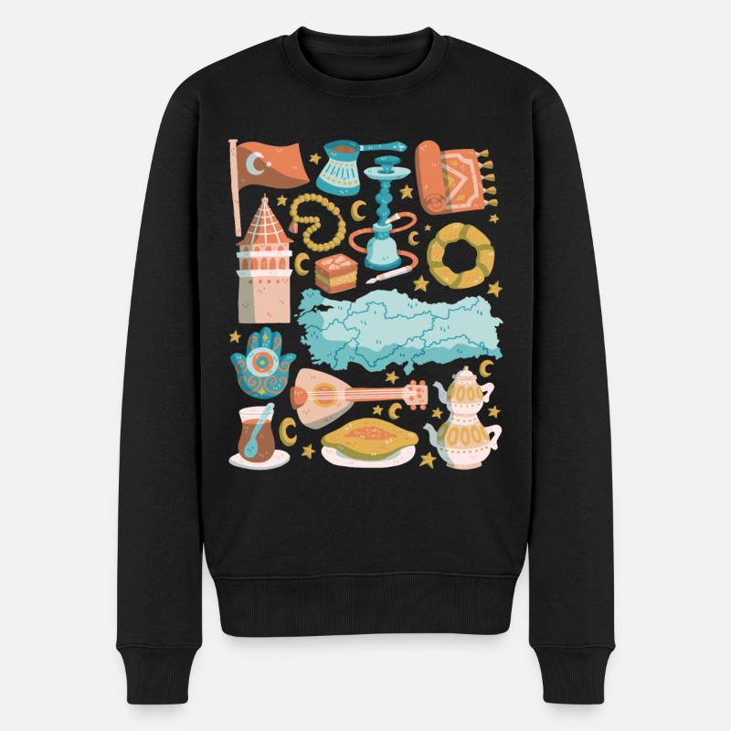Türkei - Männer Premium Bio Pullover - Schwarz