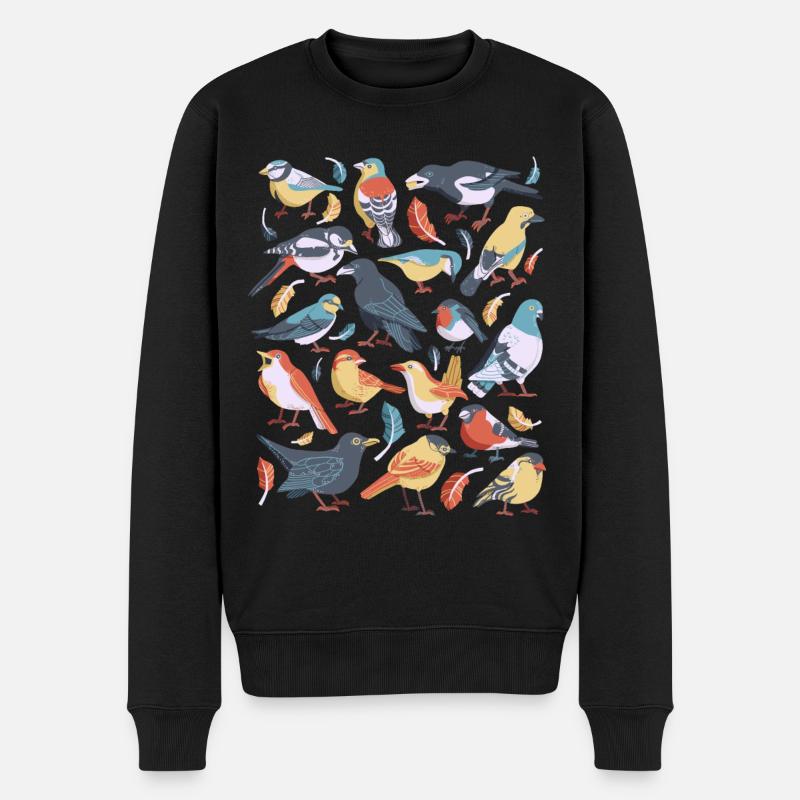 Vögel - Männer Premium Bio Pullover - Schwarz