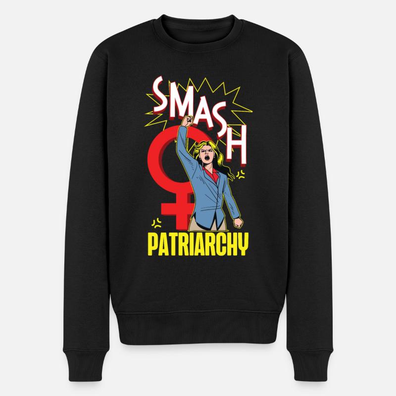 Feminist Smash Patriarchy - Männer Premium Bio Pullover - Schwarz