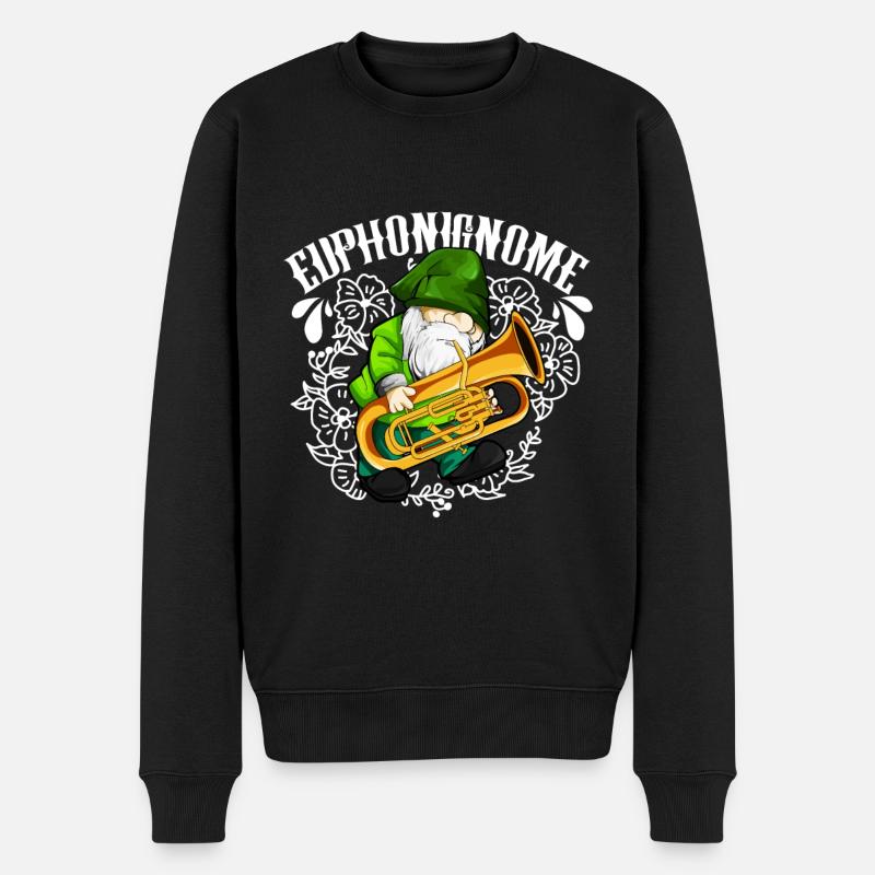 Euphonignome - Gartenzwerg mit Euphonium - Männer Premium Bio Pullover - Schwarz