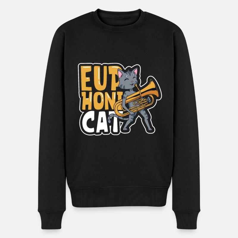 Euphonicate - chat avec euphonium - Pull Premium bio Homme - noir