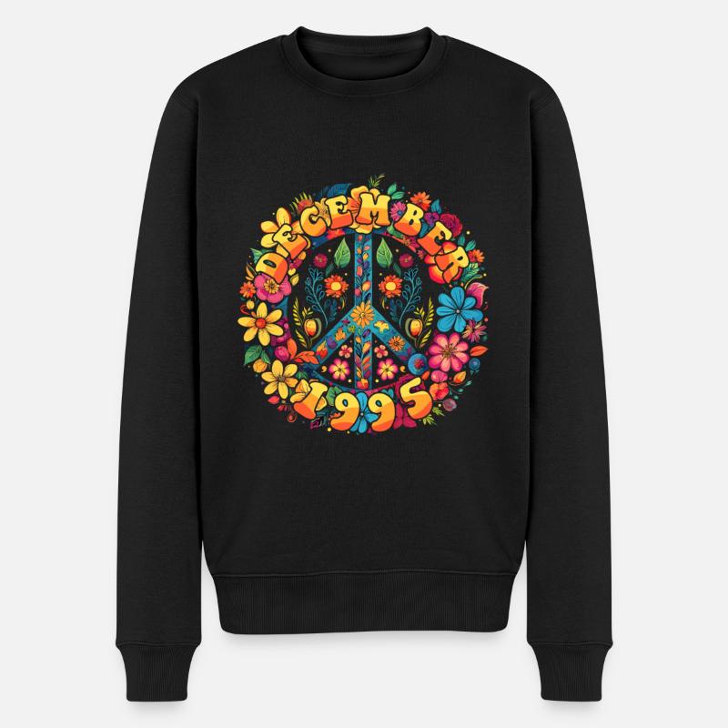 Flower Power Hippie Birthday - Décembre 1995 - Pull Premium bio Homme - noir