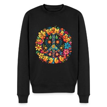 Flower Power Hippie Geburstag - September 1966 - Männer Premium Bio Pullover - Schwarz - Vorne - Nico (187cm)