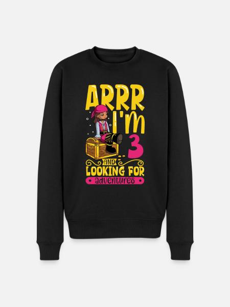 I'm 3 - Girl Pirate - Men's Premium Organic Jumper - black