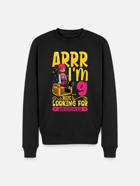I'm 9 - Girl Pirate - Men's Premium Organic Jumper - black